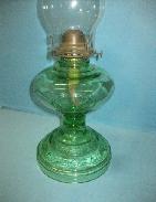 Green Depression Glass Kerosene Lamp