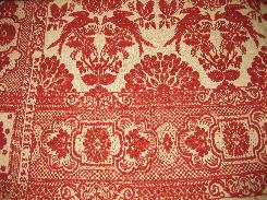 1843 Jacquard Red & White Coverlet 