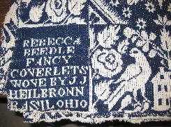Early Blue & White Jacquard Coverlet