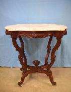  Victorian Walnut Marble Scallop Top Parlour Table