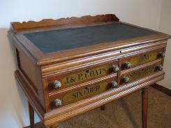   J.P. Coats Oak Spool Cabinet Desk on Spindled Legs