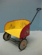 Bunny & Chick Design Tin Litho Toy Push/Pull Cart