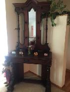    Civil War Era Ornate Walnut Carved Foyer/Mirror