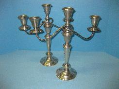 Gorham Sterling Silver Pair of Fancy Candle Holders