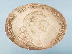  1777 Swedish One Riksdaler Silver Coin