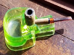  Vaseline Glass Tobacco Pipe Holder
