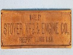 Stover Engine Co. Freeport, ILL Engine Plaque 