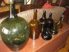 19th Century American Blown Glass Green Bottle 