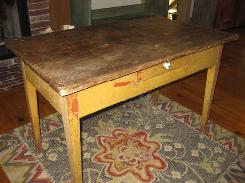 Mustard Painted Early Pine Kitchen Work Table 