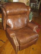 Early American Leather Wing Back Recliner 