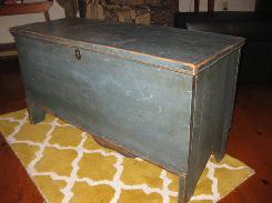 Blue Painted Early 1800s Blanket Chest 