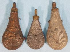Civil War Era Brass Embossed Powder Flask