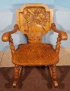 German Friar Carved Oak Rocking Chair 