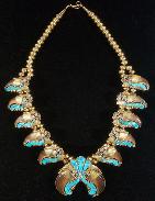 Native American Bear Claw Squash Blossom Necklace & Bracelet Set
