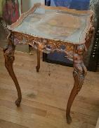 Carved Figural French Inlaid Side Table