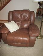 Brown Leather His & Her Recliners 