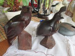 African Carved Eagle & Partridge 