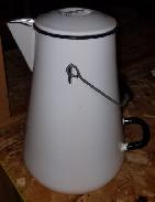 Large Enamelware White Coffee Pot