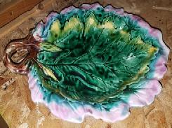 Etruscan Majolica Leaf Plate 