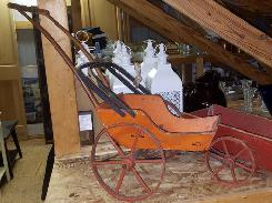 1890's Wooden Doll 3 Wheel Stroller