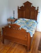 Victorian Walnut Carved High Back Bed