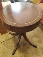Walnut Leather Top Pedestal Table 