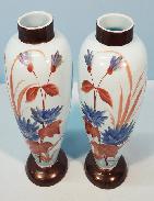 Bristol Pair of 10 Floral Blue Vases 