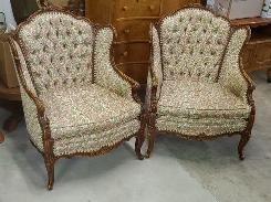 French Carved Pair of Chairs