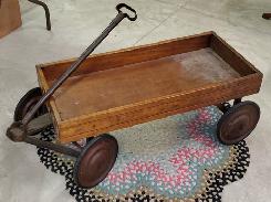 Early Wooden Child's Coaster Wagon 