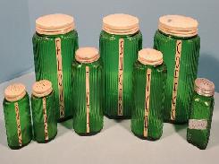 Green Glass 8 Pc. Kitchen Canister Set