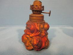 Goofus Glass Embossed Rose Oil Lamp