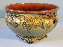 Blended Glaze Corn Embossed Footed Jardiniere 