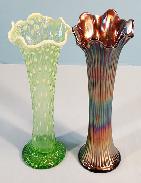 Green Amethyst Stippled Stretch Glass Vase 