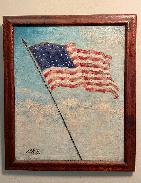 F.R. Haentze American Flag Oil On Canvas