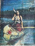 1922 Hiawatha in Canoe Canvas Artwork