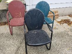 Three Steel Lawn Chairs