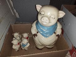 USA Pig Cookie Jar & Shakers