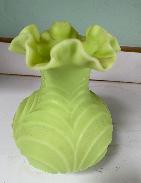 Fenton Green Satin Arches Vase