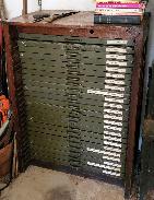 Antique Printers Type Set Oak Cabinet