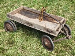 Antique Child's Wooden Coaster Wagon