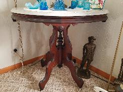 Victorian Walnut Marble Top Parlour Table