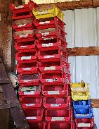 Red Stacking Parts Bins (Over 50)