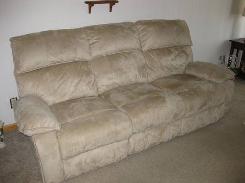Tan Soft Leather Reclining Sofa 