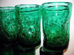 Green Pilgrim Crackle Glass Tumblers