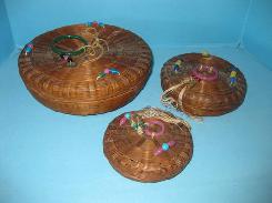 Jeweled Pine Needle Sewing Baskets