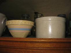 Blue & Pink Banded Stoneware Mixing Bowls