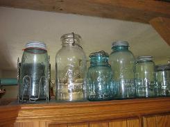 Aqua & Glass Bail Fruit Jars 