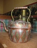 Copper & Ornate Silver Tea Kettles