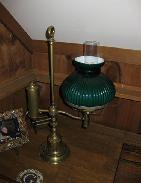 Brass Student's Lamp w/Green Shade