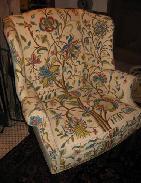 Embroidered Pair Wingback Chairs